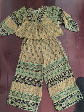 Tree of Life Mustard & Green Boho Paisley Co-ord Set